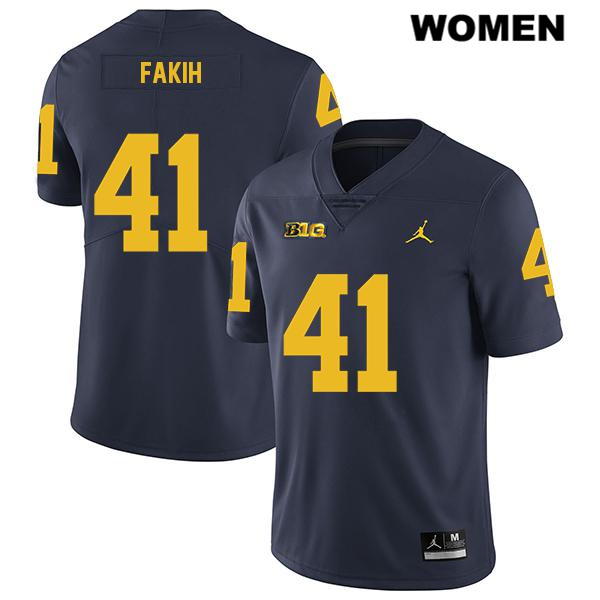 Women's NCAA Michigan Wolverines Adam Fakih #41 Navy Jordan Brand Authentic Stitched Legend Football College Jersey CK25L58LA